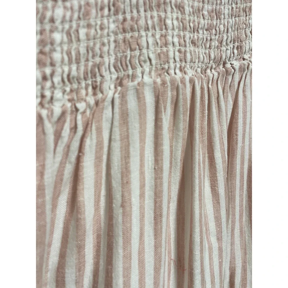 GAP Midi Dress Striped Button Front Casual Sundress Sleeveless Pink White Womens - Picture 4 of 4